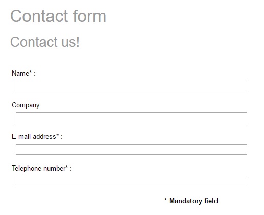 Contact form with phone number field