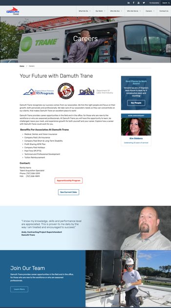 Example of a shorter Careers one-pager with rich, well-designed content