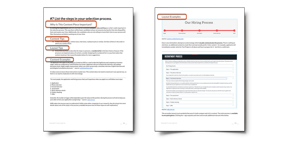 Two sample pages: content piece #7 out of 14