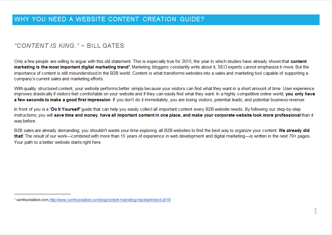 website content writing format